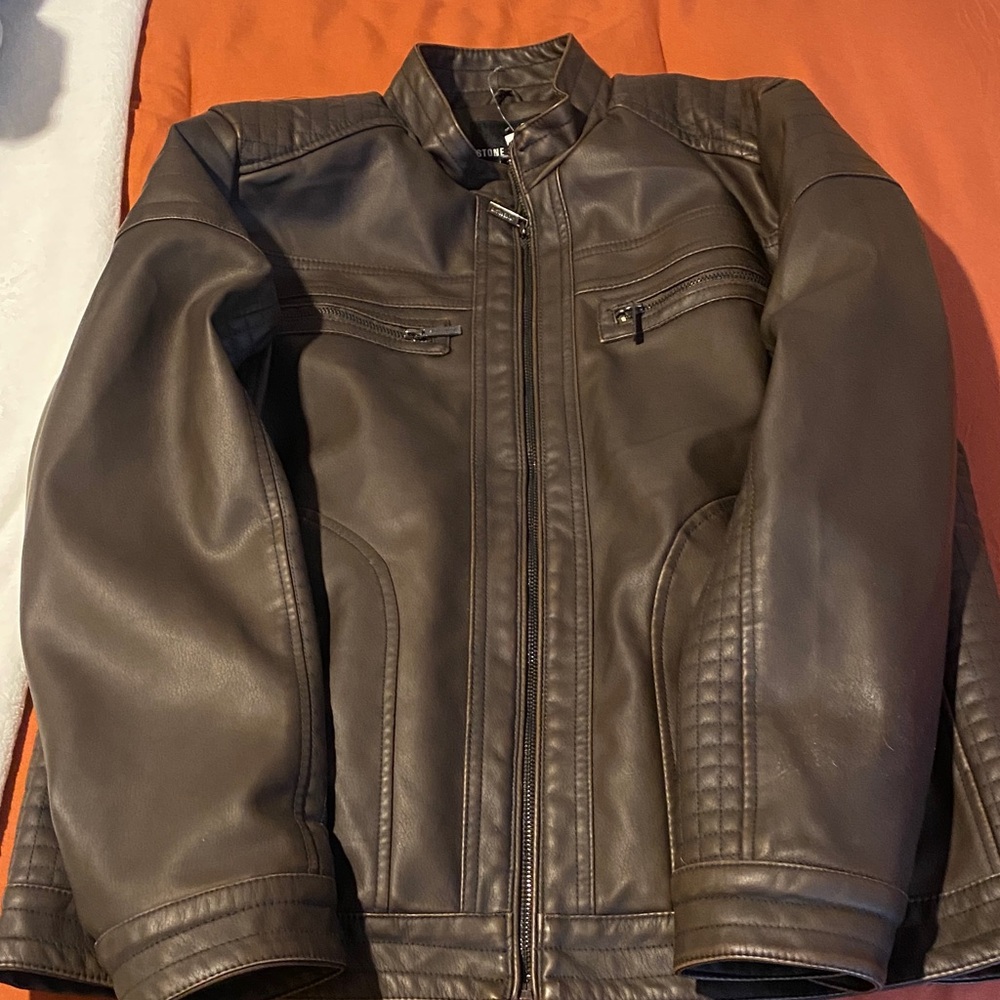 Men's Stylish Brown Leather Bomber Jacket